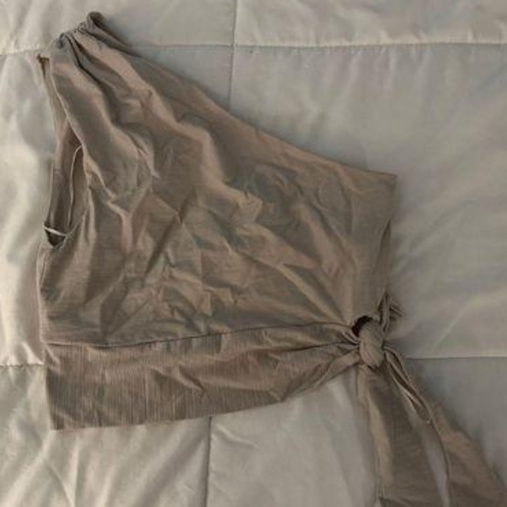 Elegant Tan One-Shoulder Crop Top